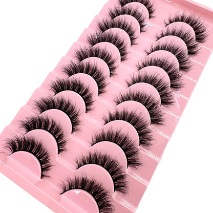 10 Pairs Faux Mink Eyelashes Handmade False Eyelashes Natural Nude