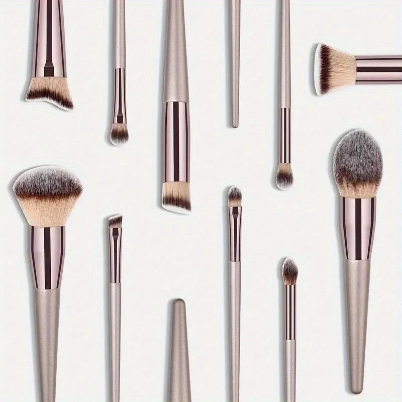 10 Pcs Champagne Gold Makeup Brushes Complete Set of Foundation Loose