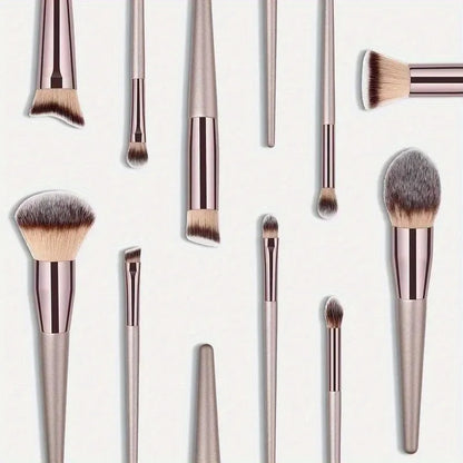 10 Pcs Champagne Gold Makeup Brushes Complete Set of Foundation Loose