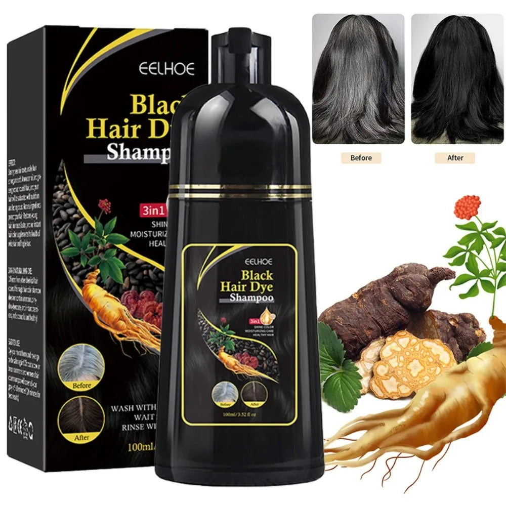 100ml Natural Herbal Hair Dye Shampoo 3 in 1 Hair Color Shampoo for Gary Hair Dark Brown Black for Women & Men Grey Coverage