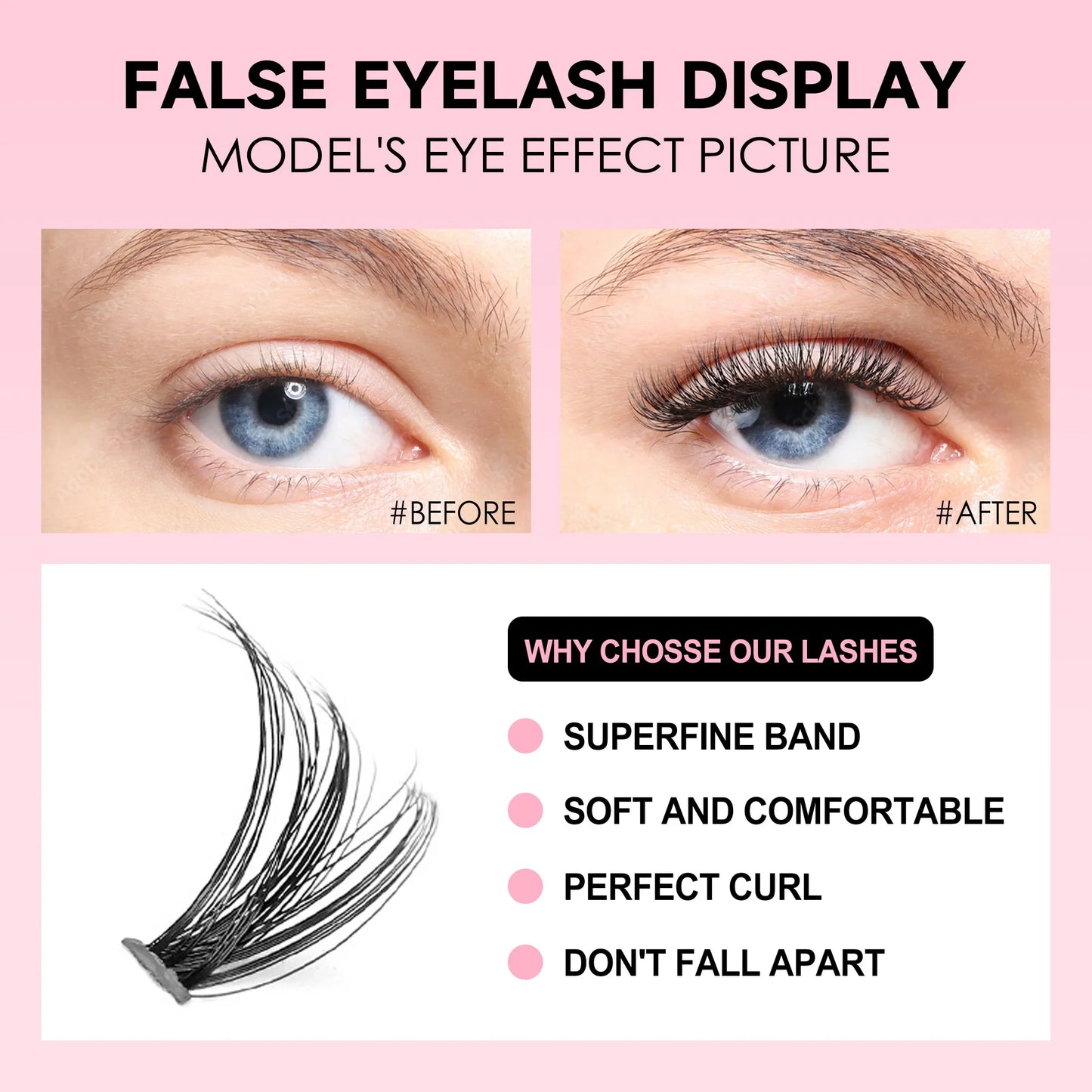 DIY Lashes Extension Kit Eyelashes 200 PCS Clusters Lash Bond and Seal