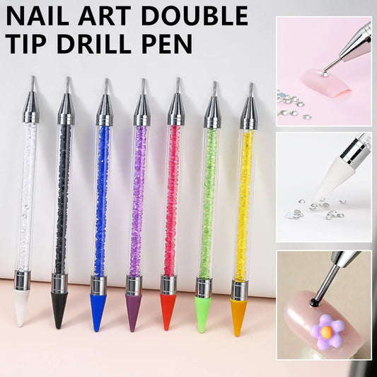 1Pcs Double Head Nail Art Dotting Pen Picking Up Rhinestones Gems Wax
