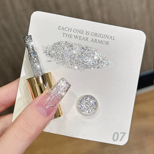 10ml 1-12pcs Gold Sparkling Platinum Nail Gel Polish Glitter Long