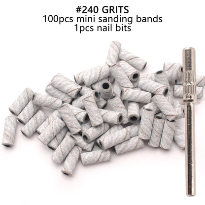 100pcs 3.1mm Mini Sanding Bands Kits Nail Drill Bits Mandrel Sets