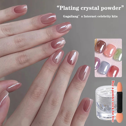 Aurora Pearl White Nails Glitter Dust Chrome Moonlight White Rubbing