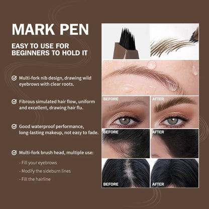 Long Lasting 4D Eyebrow Pen Multi Forks Liquid Pen Tip Fine Sketch