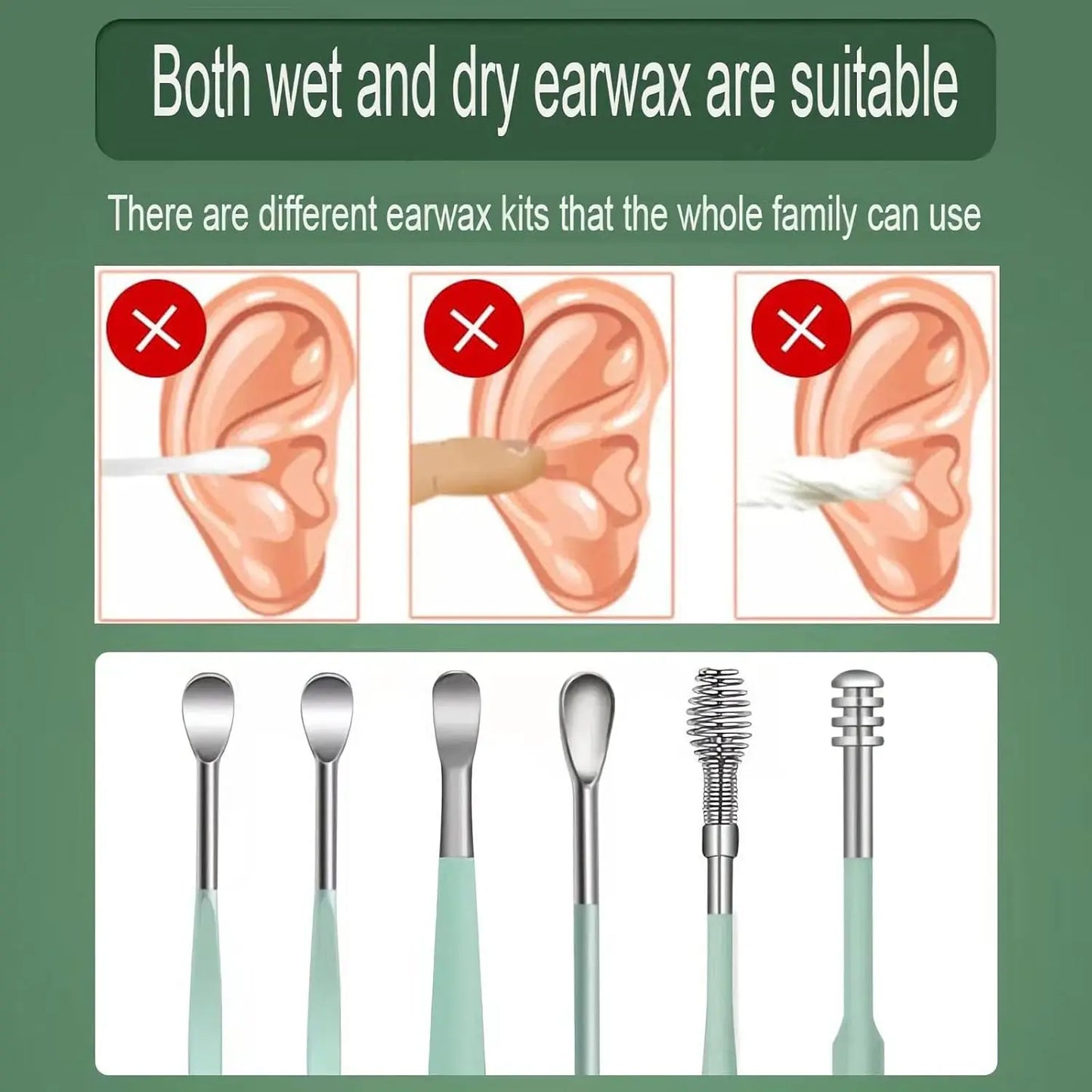 6Pcs/set Ear Cleaner Ear Wax Pickers Stainless Steel Earpick Wax