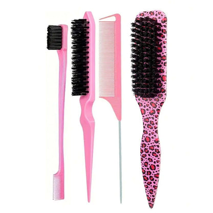 Boar Bristle Slick Back Hair Brush for Sleek Ponytail Bun & Smoothing