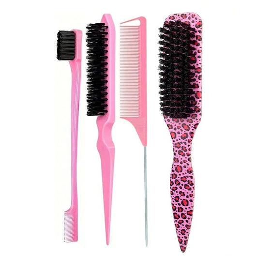 Boar Bristle Slick Back Hair Brush for Sleek Ponytail Bun & Smoothing