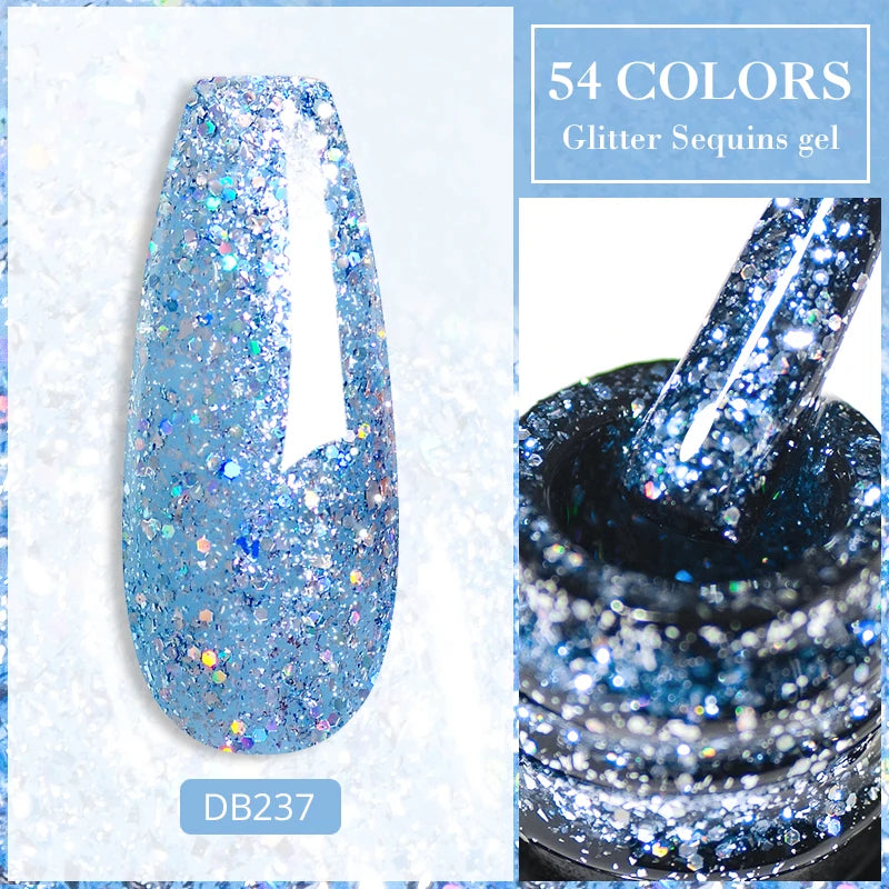 6ml Glitter Gel Nail Polish Sparkling Nail Art  UV Gel Colorful