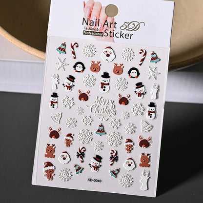 Winter Christmas Atmosphere Nail Stickers Snowman Snowflake Wapiti