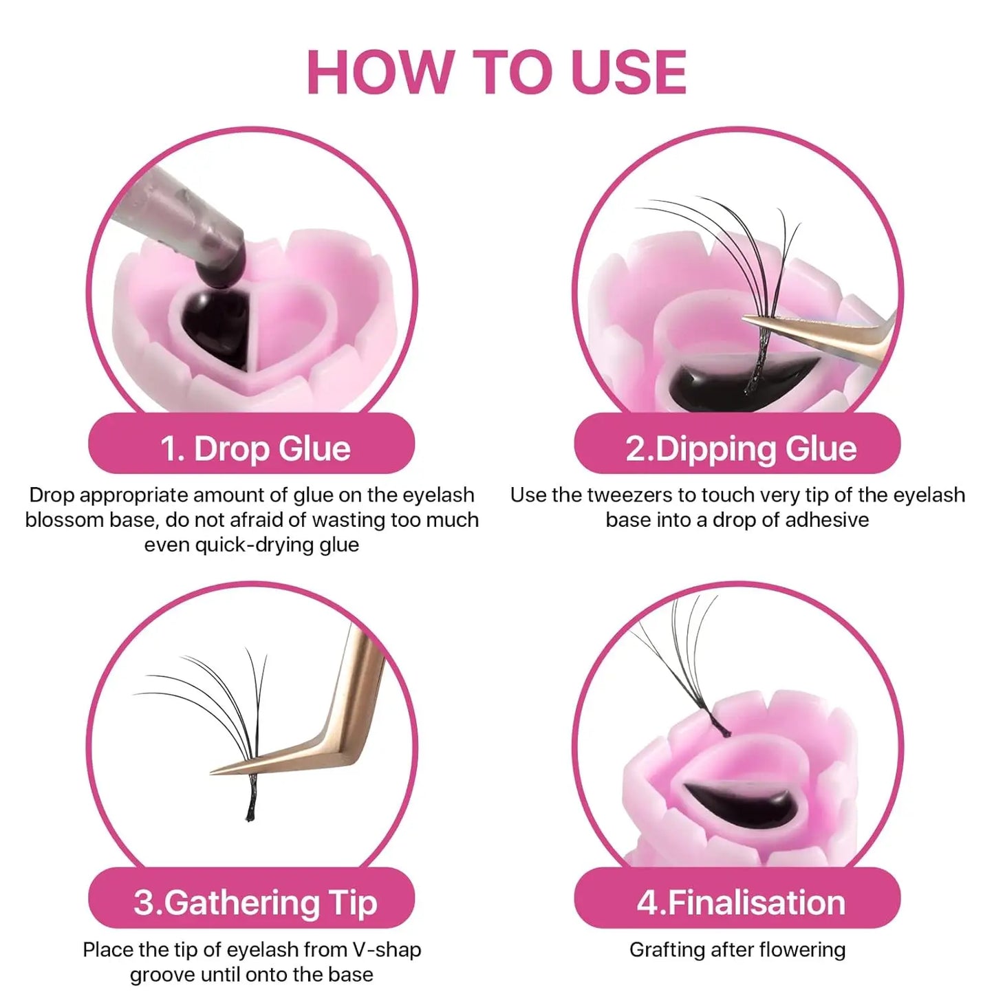 100 PCS Disposable Heart-shaped Plastic Glue Ring Cup Eyelash