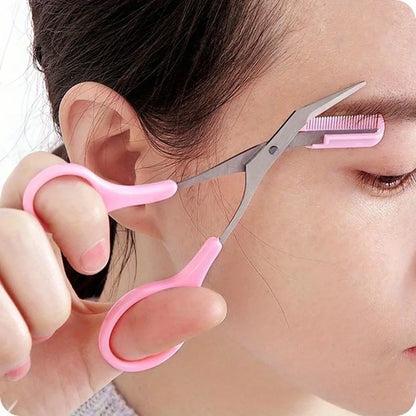 Stainless Steel Eyebrow Trimming Pink/White/Black Scissors with