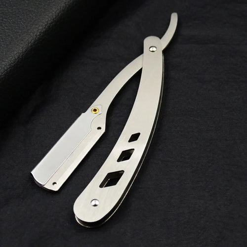 Men Shaving Barber Tools Hair Razor and Blades Antique Black Folding