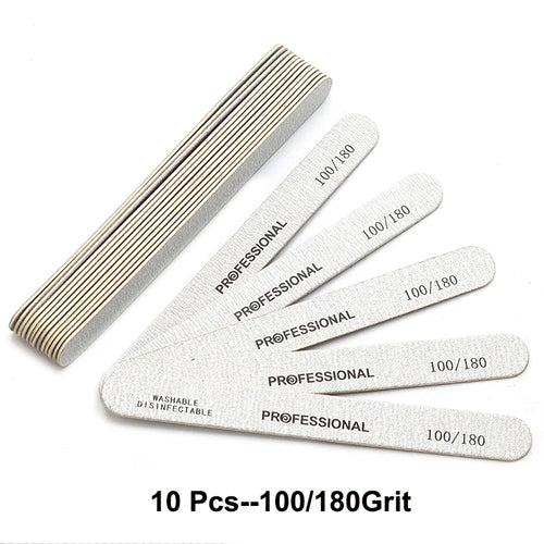 10pcs/Lot Wooden Nail Files Professional 100 180 240 Emery Board