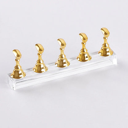 5pcs/Set Magnetic Nail Holder False Nail Tip Practice Stand Crystal