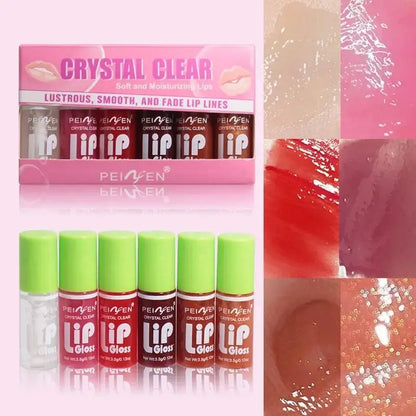 6 Pieces Glass Mirror Lip Gloss Set Hydrating Lightweight Lip Balm