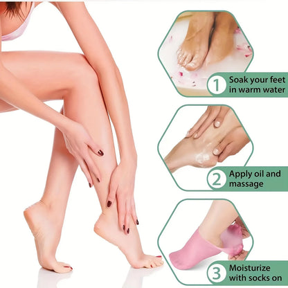 2 Pack Moisturizing Silicone Gel Socks for Dry Cracked Feet Nourishing