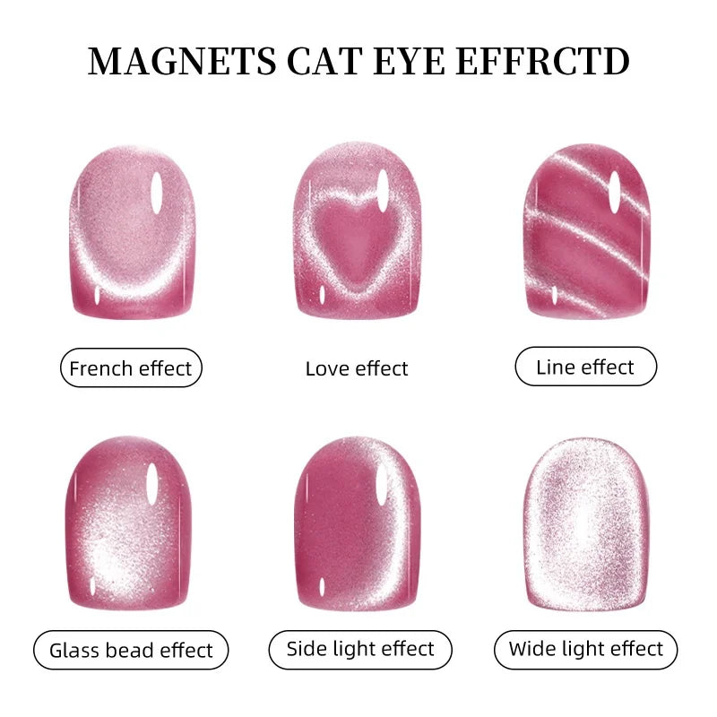 3 in 1 Cat Eye Nail Magnetic Stick Love Heart Snake Pattern French Cat