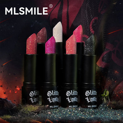 7Colors Glitter Lipstick Waterproof Long Lasting Diamond Pearlescent