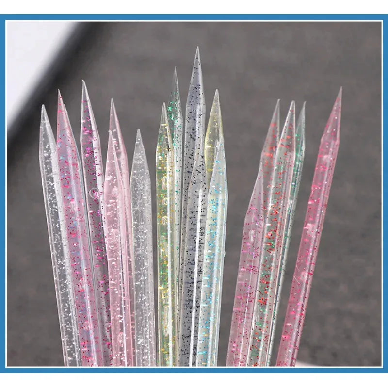 50/100pcs Reusable Double-Ended Crystal Cuticle Pusher – Professional