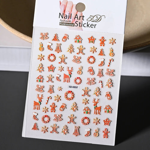 Winter Christmas Atmosphere Nail Stickers Snowman Snowflake Wapiti