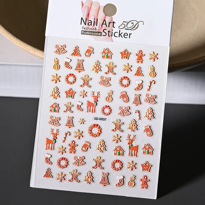 Winter Christmas Atmosphere Nail Stickers Snowman Snowflake Wapiti