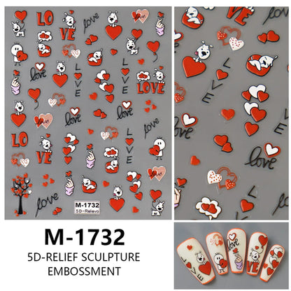 5D Nail Art Stickers Love Hearts Stars French Nail Art Design