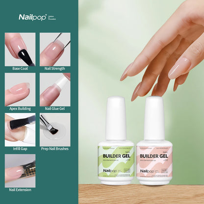Nailpop 7-in-1 Builder Nail Gel Fast Building Gel Nail Polish Clear