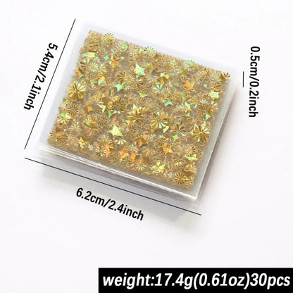 6/30Pcs Nail Stickers 3D Laser Gold Retro French Line Flower Art