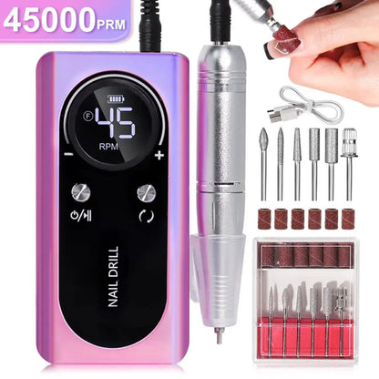 Professional 45000RPM Electric Portable Nail Drill Machine