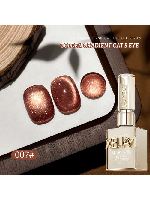 6Pcs 15ML Golden Gradient Cat Eye Nail Polish Gel Phototherapeutic Gel