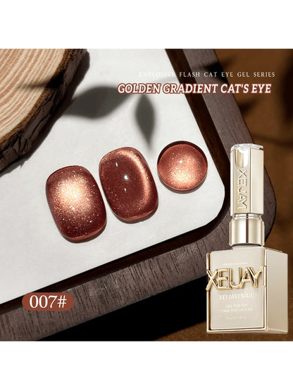 6Pcs 15ML Golden Gradient Cat Eye Nail Polish Gel Phototherapeutic Gel