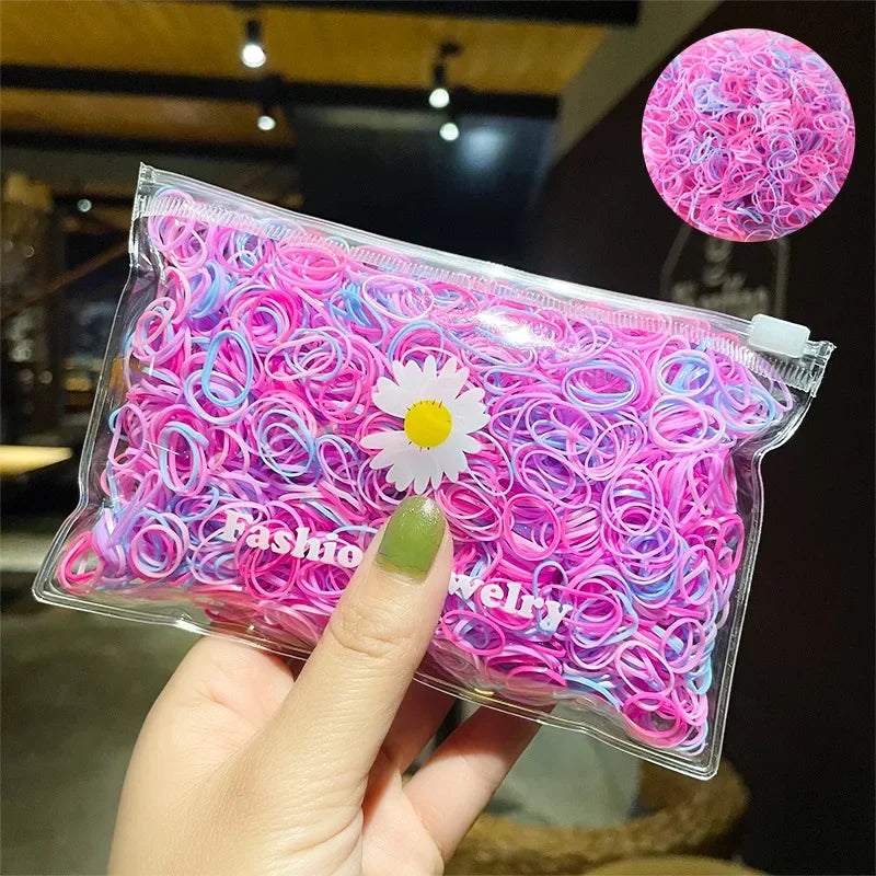 1000Pcs/Pack Colorful Small Disposable Elastic Hair Bands Scrunchie Girls Rubber Band Ponytail Holder Hair Accessories Hair Ties