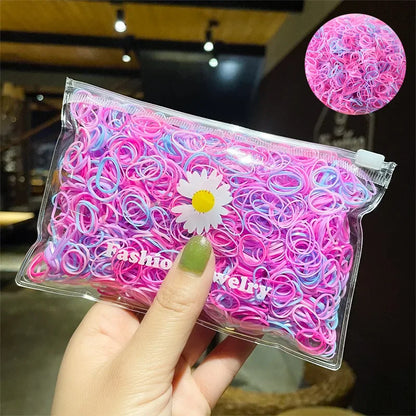 1000Pcs/Pack Colorful Small Disposable Elastic Hair Bands Scrunchie Girls Rubber Band Ponytail Holder Hair Accessories Hair Ties