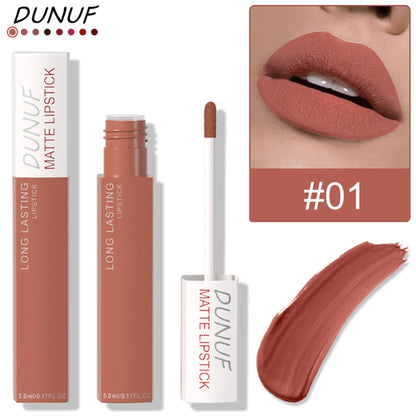 Long-Lasting Lip Gloss 1pcs: Matte Lipstick Non-Stick Cup Waterproof