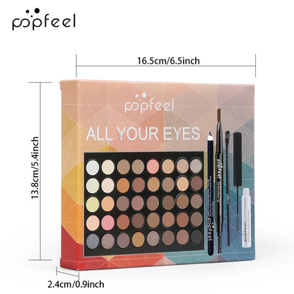 POPFEEL Eye Makeup Set, Eyeshadow Palette, Eyeliner, Mascara, Eyebrow