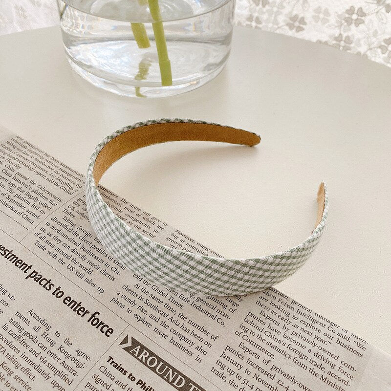 Aveuri Korea Style Retro Headband Women Simple Cloth Fabric Hair Band Floral Lattice Hairbins For Ladies Girl Headwear Hair Accessories