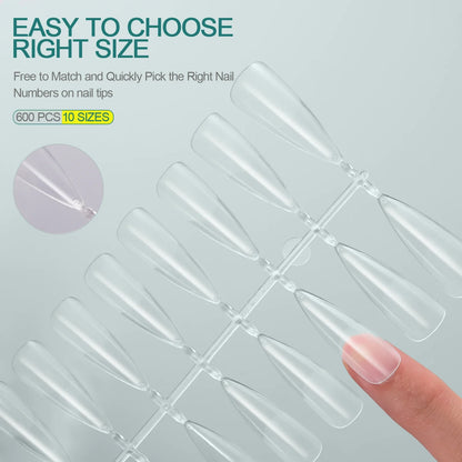 Nailpop 120pcs Acrylic Nails Fake Capsule Short Almond Coffin Square