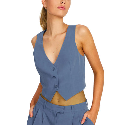 Ellie V-Neck Button Up Vest