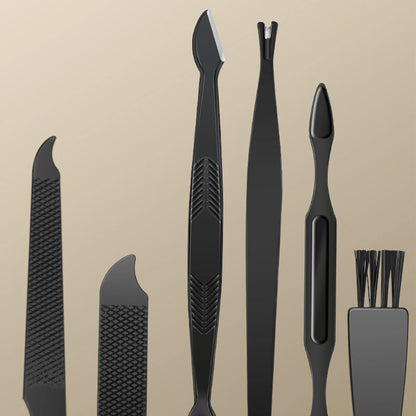 8/12/15/20/24pcs black Nail clipper set Pedicure knife Stainless steel
