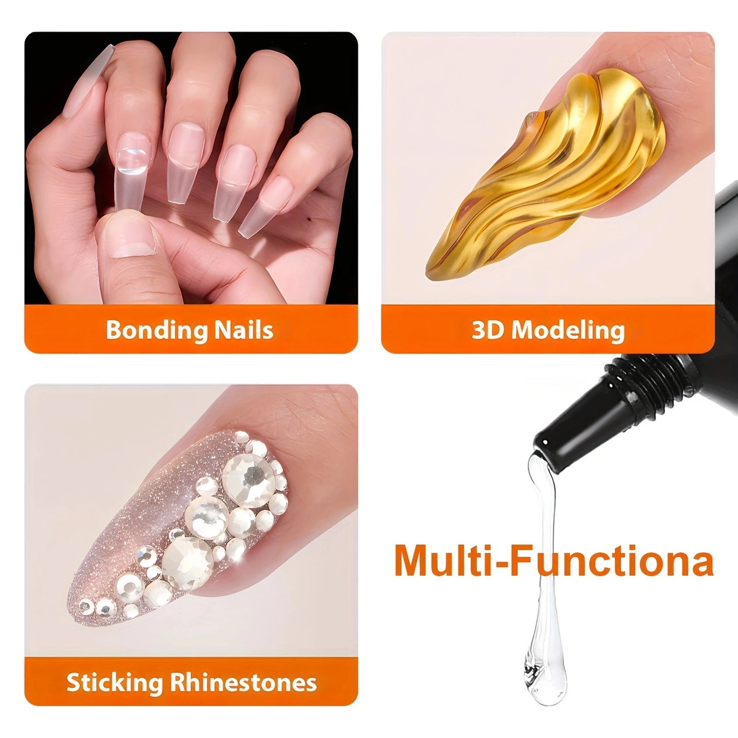 Solid Nail Glue Nail Tips Gel for Press On Nails,Super Strong Acrylic
