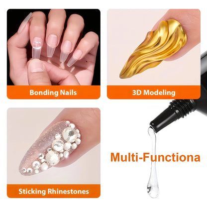 Solid Nail Glue Nail Tips Gel for Press On Nails,Super Strong Acrylic