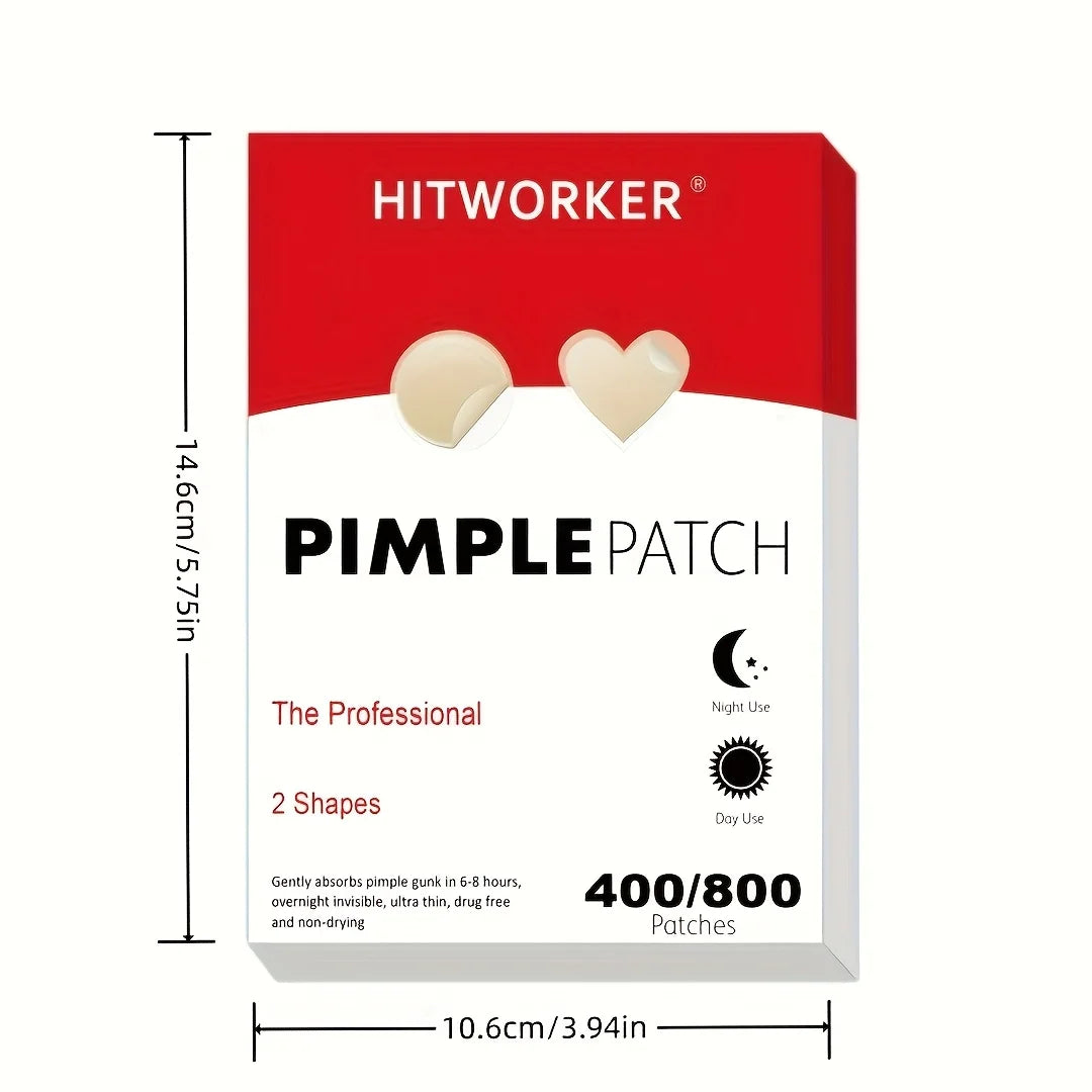 400/800pcs HITWORKER Hydrocolloid Acne Patches, 2 Sizes, Day & Night
