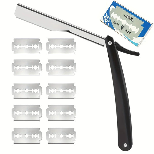 Vintage Manual Shaver for Men - Classic Barbershop Razor with 10