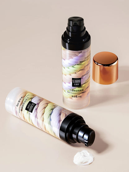 Three color press release cream concealer isolate makeup facial base