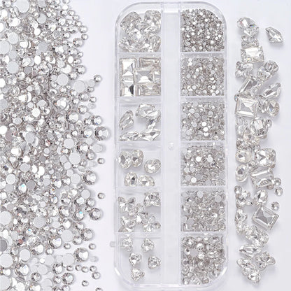1Box 3D Clear Nail Art Rhinestones 12Shapes Mixed