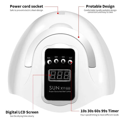 SUN X11 MAX Professional Nail Drying Lamp for Manicure 280W Nails Gel