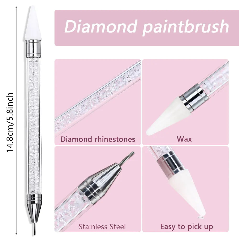 1Pcs Double Head Nail Art Dotting Pen Picking Up Rhinestones Gems Wax