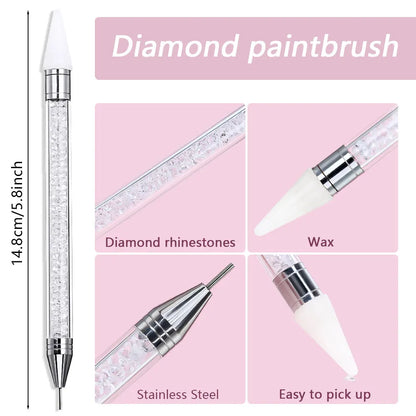 1Pcs Double Head Nail Art Dotting Pen Picking Up Rhinestones Gems Wax